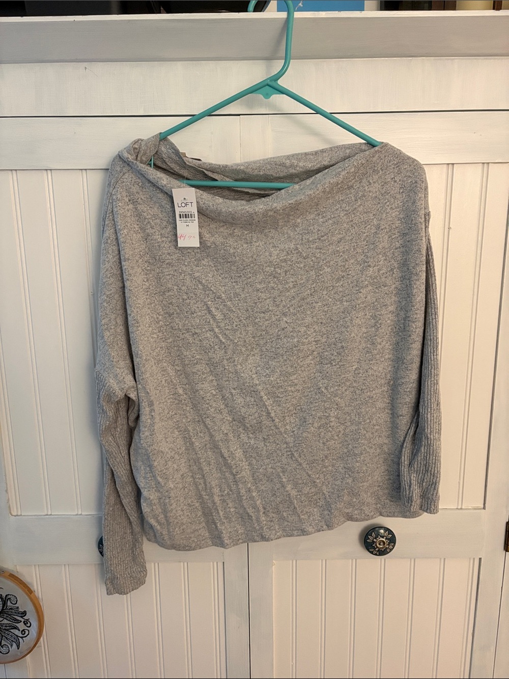 LOFT Light Heather Gray Cowl Neck Sweater M